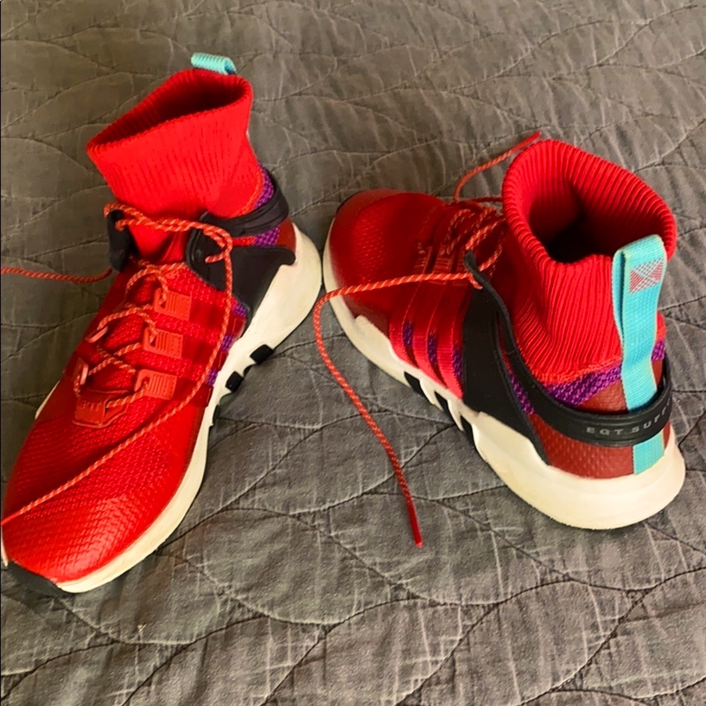 Adidas EQT red high top sneakers M8